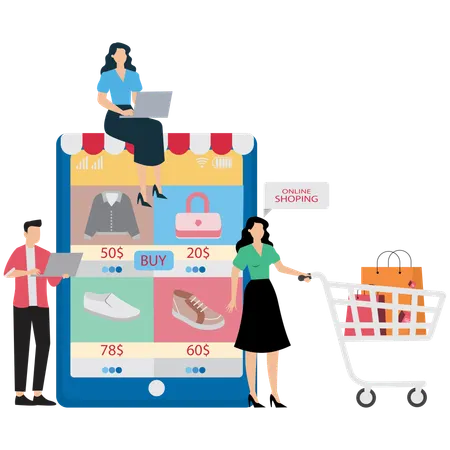 Business People Shopping Online  Illustration
