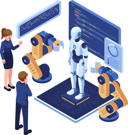 Business People Showcasing Presentation on AI Robot Technology  Illustration