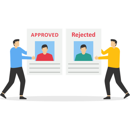 Business people showing approved and rejected resume  Illustration