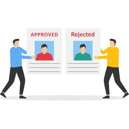 Business people showing approved and rejected resume  Illustration