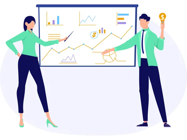 Business People showing financial presentation  Illustration