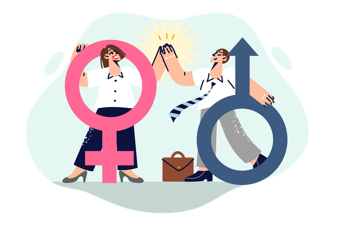 Business people showing gender equality  Illustration