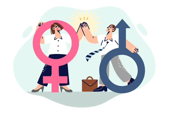 Business people showing gender equality  Illustration