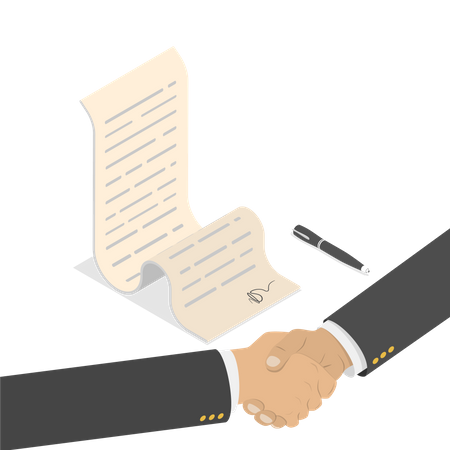 Business people sign business contract  Illustration