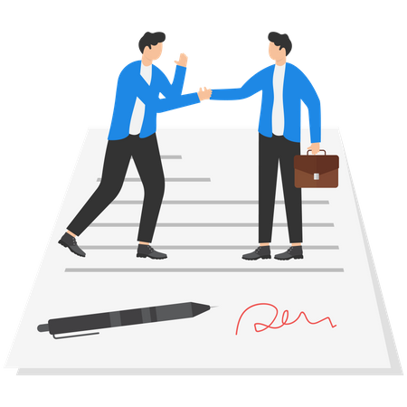 Business people signing agreement document  Illustration