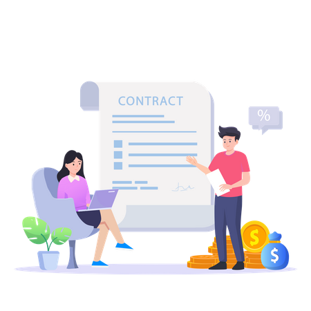 Business People Signing Business Contract  Illustration