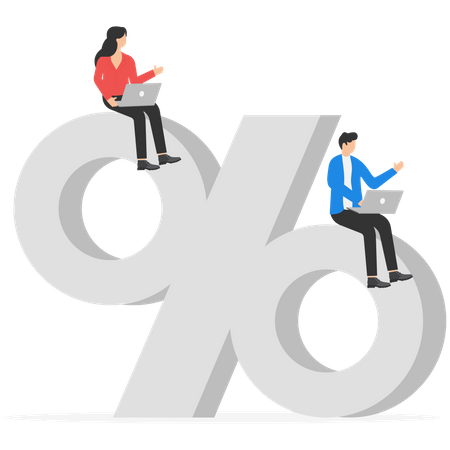 Business people sitting on percentage  Illustration