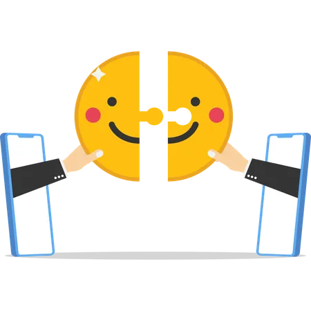 Business people solving feedback puzzle  Illustration