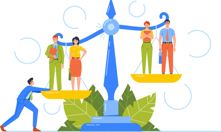 Business people Stand on Scales  Illustration