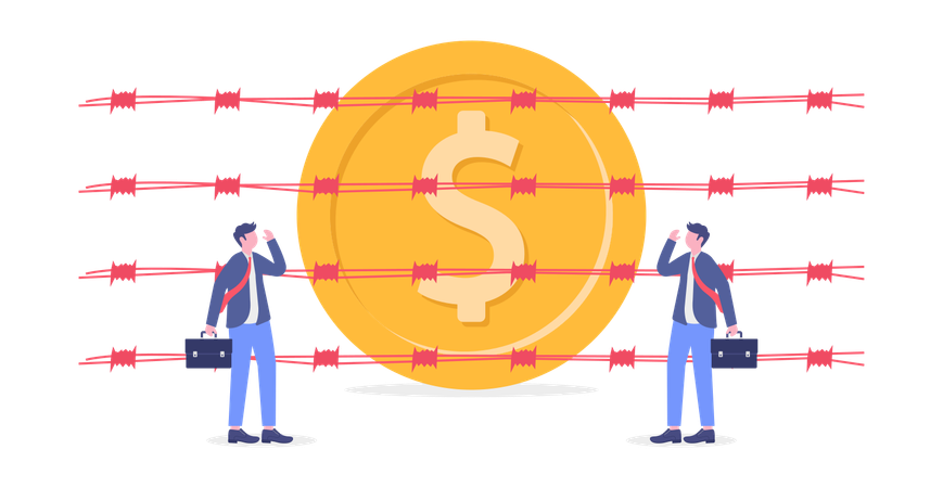 Business People Standing In Financial Trap  Illustration