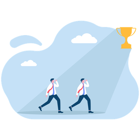 Business people standing in light of victory  Illustration