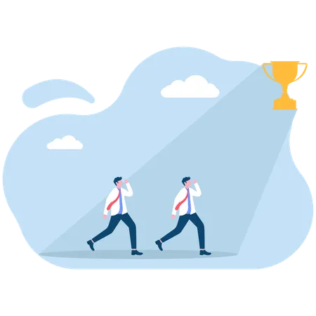 Business people standing in light of victory  Illustration