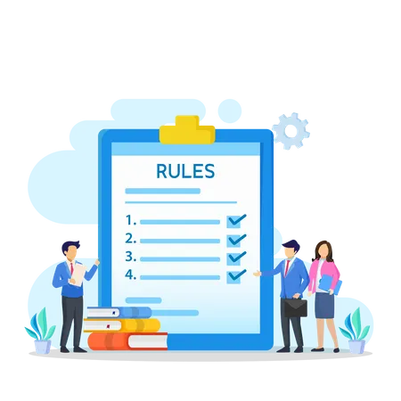 Business People Studying List Of Rules  Illustration