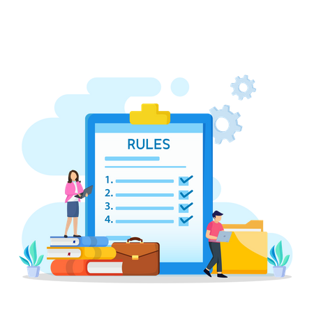 Business People Studying List Of Rules  Illustration
