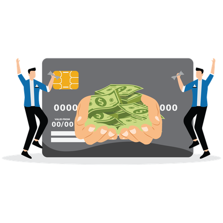 Business people Successfully applying for credit cards  Illustration