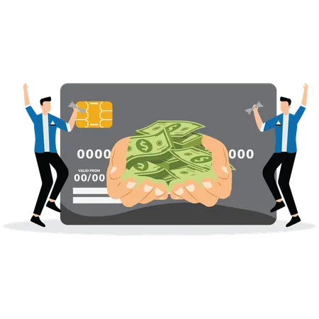 Business people Successfully applying for credit cards  Illustration