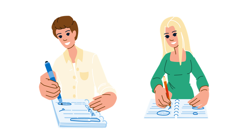 Business people taking notes  Illustration