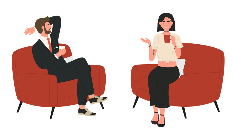 Business people talk and sitting in armchairs  Illustration