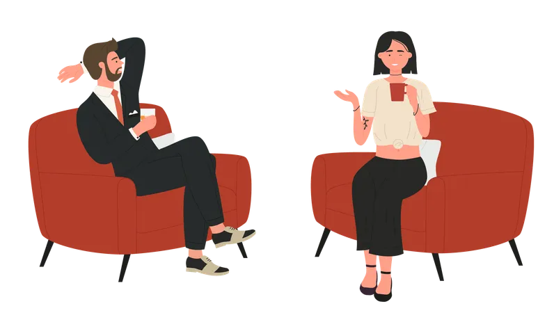 Business people talk and sitting in armchairs  Illustration