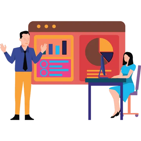 Business people talking about analysis chart  Illustration