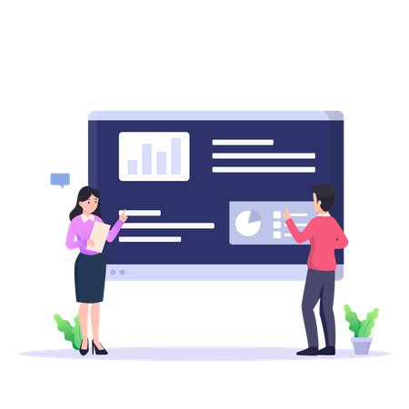 Business people talking about analysis graph  Illustration