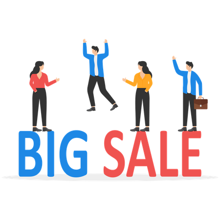 Business people talking about big sale  Illustration