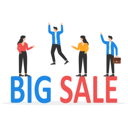 Business people talking about big sale  Illustration