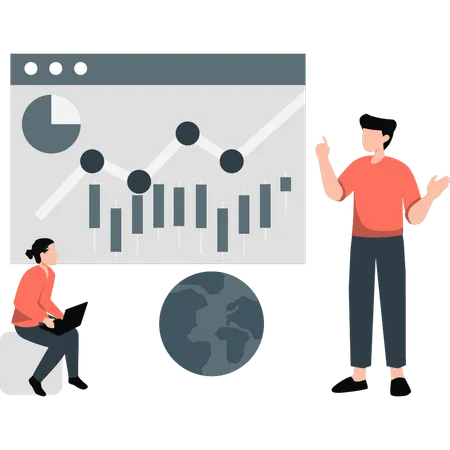 Business people talking about business finance graph  Illustration