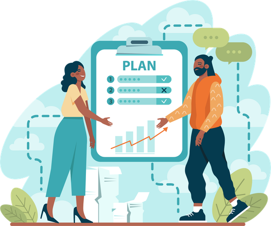 Business people talking about plan  Illustration