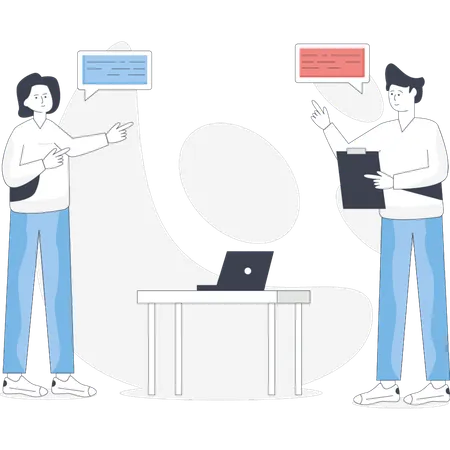 Business people talking about business points  Illustration