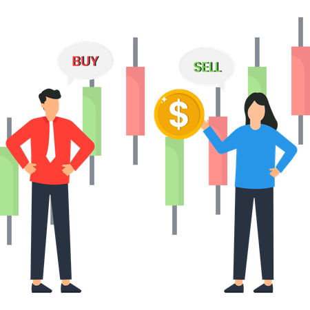 Business people talking about stock trading  Illustration