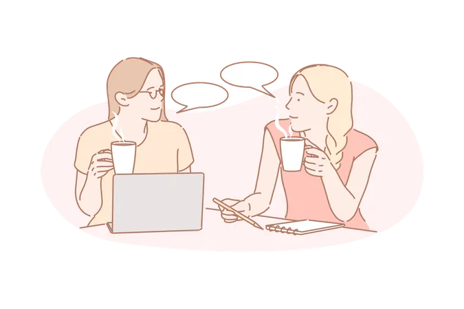 Business people talking each other with coffee  Illustration
