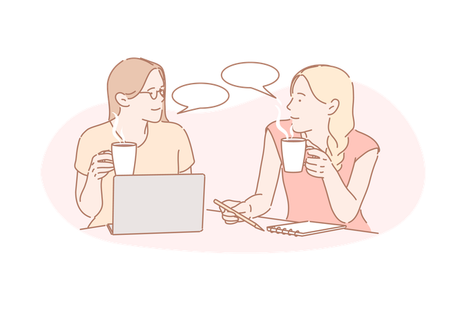 Business people talking each other with coffee  Illustration