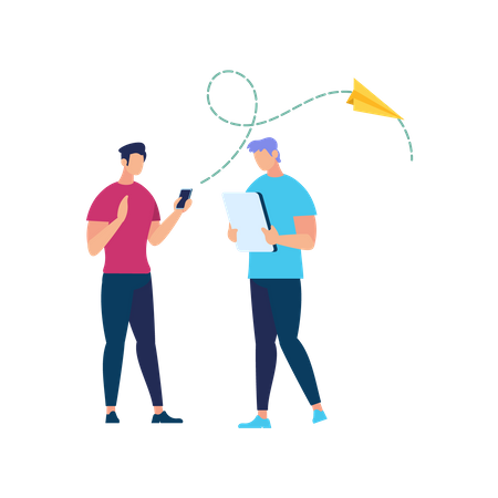 Business People talking holding gadgets  イラスト