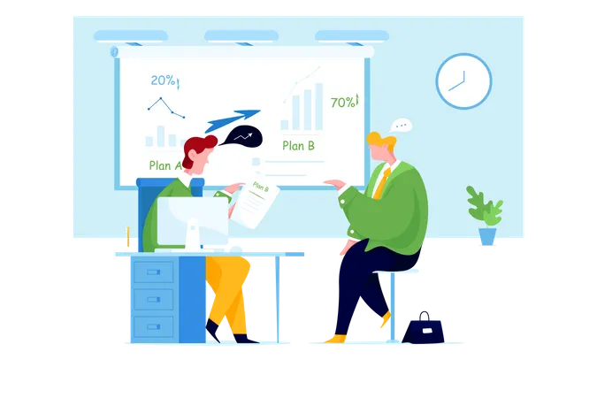 Business people talking in office Illustration