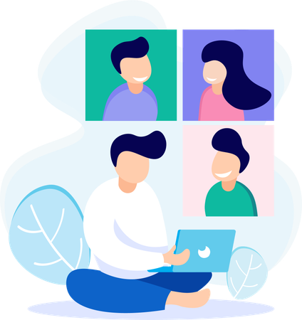 Business people Talking on Business Webinar  Illustration