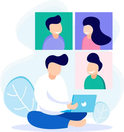 Business people Talking on Business Webinar  Illustration