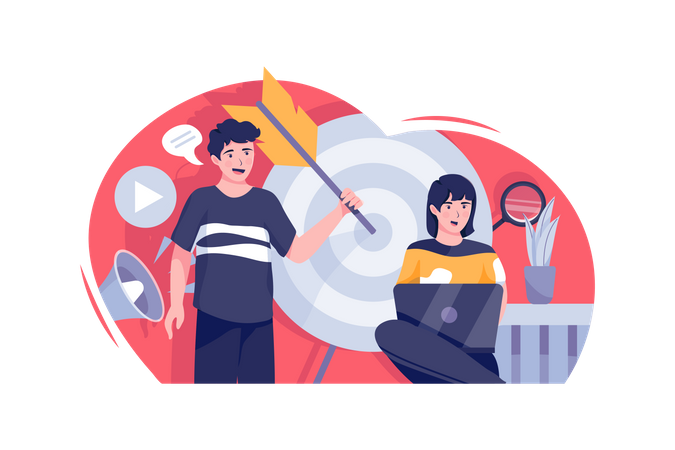 Business People Targeting Online Marketing  Illustration