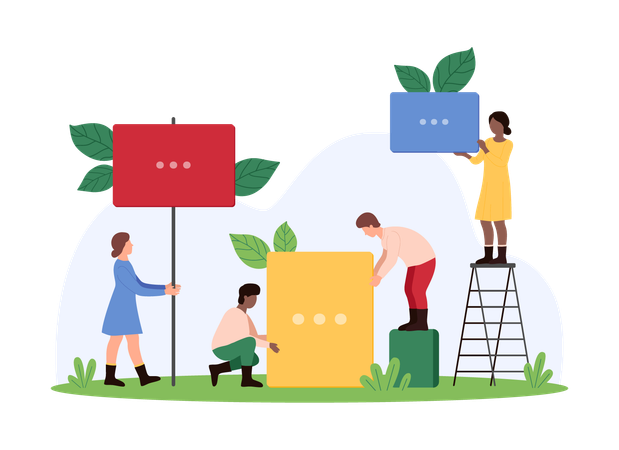 Business people telling about important information  Illustration