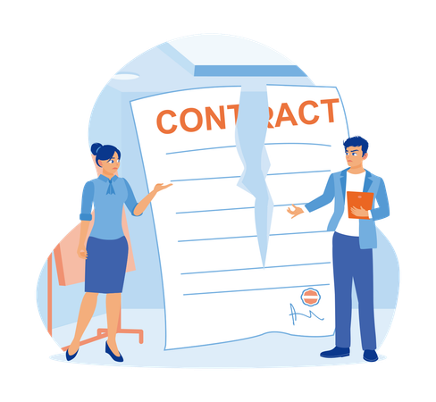 Business people terminate contractual agreements  Illustration