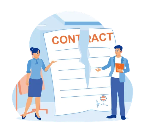 Business people terminate contractual agreements  Illustration