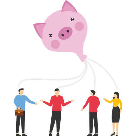 Business people think about money savings  Illustration