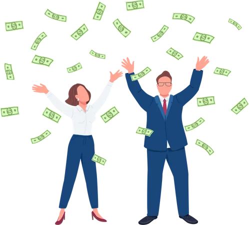 Business people throwing cash up Illustration