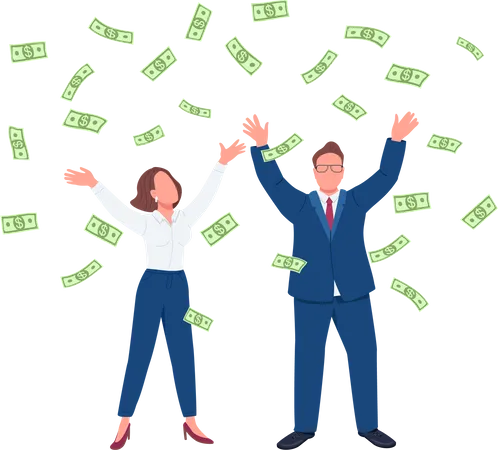 Business people throwing cash up  Illustration