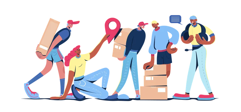 Business people tracks down International logistics  Illustration