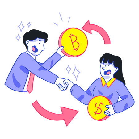 Business people transferring money between them  Illustration