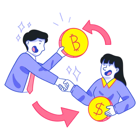 Business people transferring money between them  Illustration