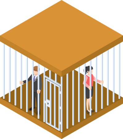 Business people trapped in the cage Illustration