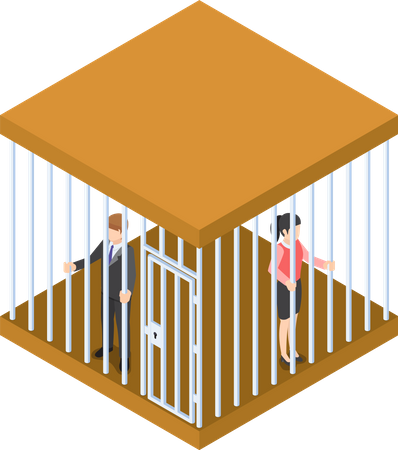 Business people trapped in the cage  Illustration