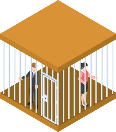 Business people trapped in the cage  Illustration